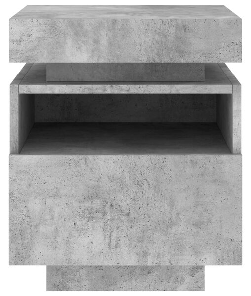 Betonszürke éjjeliszekrény LED-fényekkel 40x39x48,5 cm