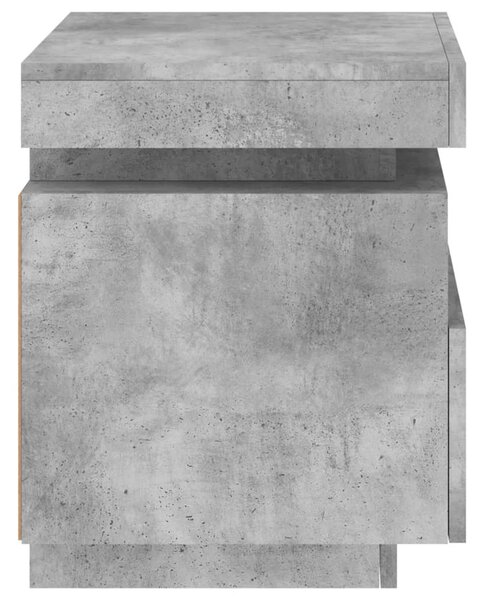 Betonszürke éjjeliszekrény LED-fényekkel 40x39x48,5 cm