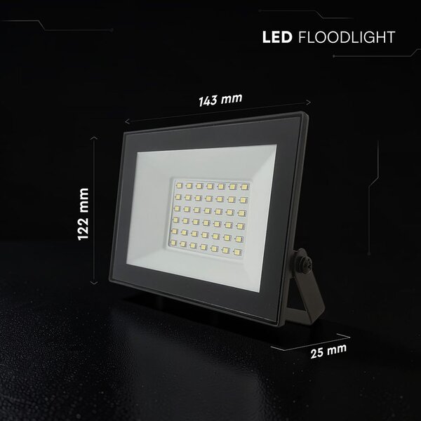 V-TAC FN-széria LED reflektor 30W hideg fehér, fekete házzal - SKU 23994