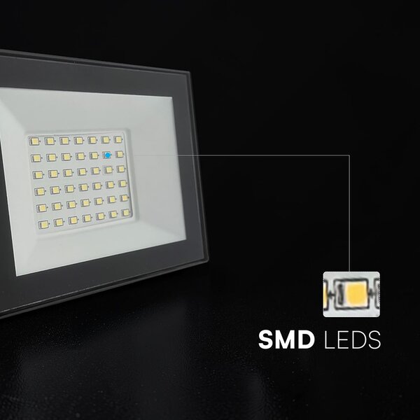 V-TAC FN-széria LED reflektor 30W hideg fehér, fekete házzal - SKU 23994