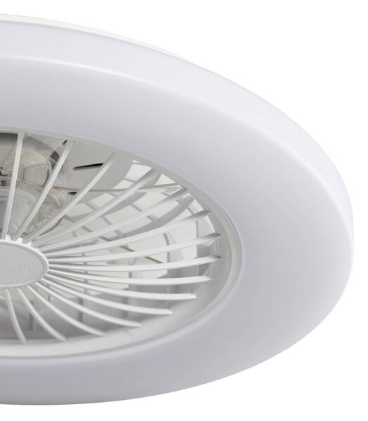Lindby LED mennyezeti ventilátor Vedin, fehér, DC, Ø 49 cm, CCT, dimmelhető, Fehér / opál, Nappali / Étkező, Műanyag, Modern