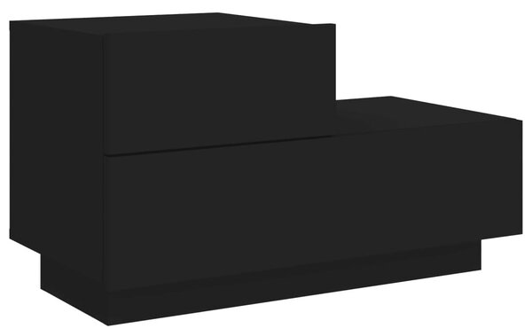 Fekete éjjeliszekrény LED-világítással 70 x 36 x 40,5 cm
