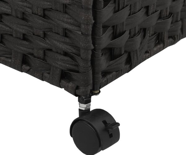 Fekete rattan szennyeskosár kerekekkel 60x35x60,5 cm