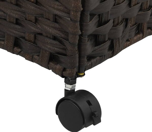 Sötétbarna rattan szennyeskosár kerekekkel 60x35x60,5 cm