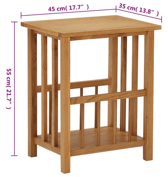 Tömör tölgyfa magazinasztal 45 x 35 x 55 cm