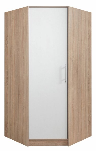 Sarokszekrény Cavmero 106, Laminált forgácslap, 190x95x95cm, Fehér, Sonoma tölgy