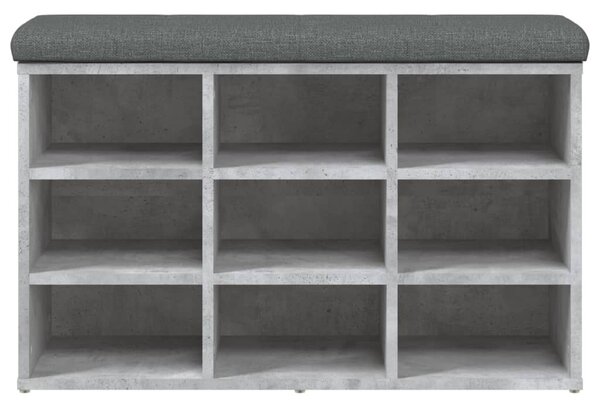Betonszürke szerelt fa cipőtároló pad 82 x 32 x 50 cm