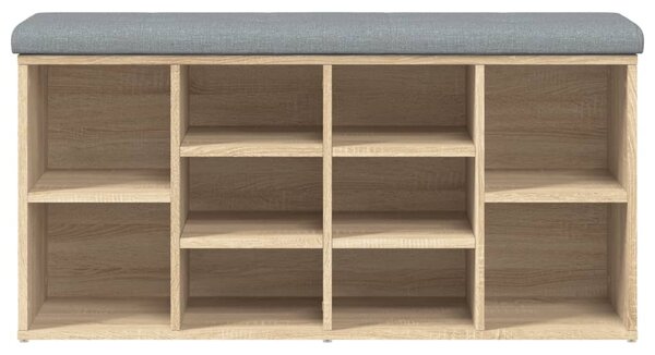 Sonoma tölgy színű szerelt fa cipőtároló pad 102 x 32 x 50 cm