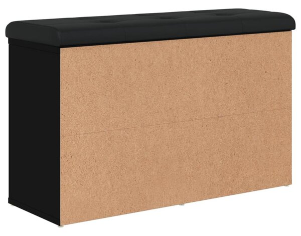 Fekete szerelt fa cipőtároló pad 82 x 32 x 50 cm