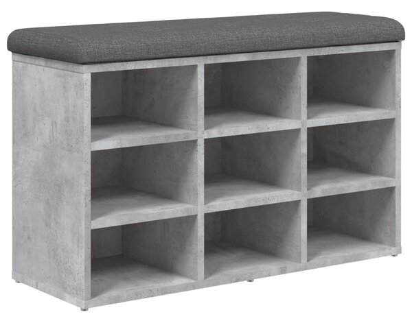 Betonszürke szerelt fa cipőtároló pad 82 x 32 x 50 cm