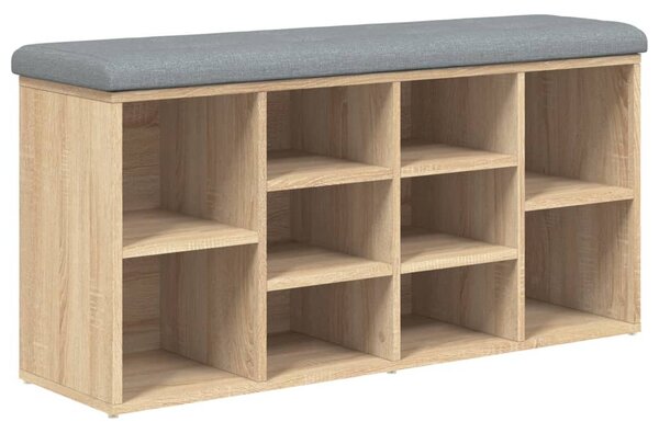 Sonoma tölgy színű szerelt fa cipőtároló pad 102 x 32 x 50 cm