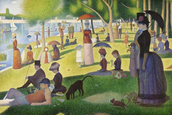 Festmény reprodukció A Sunday on La Grande Jatte (Traditional Vintage Landscape) - Georges Seurat, (40 x 26.7 cm)