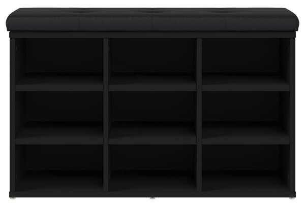 Fekete szerelt fa cipőtároló pad 82 x 32 x 50 cm
