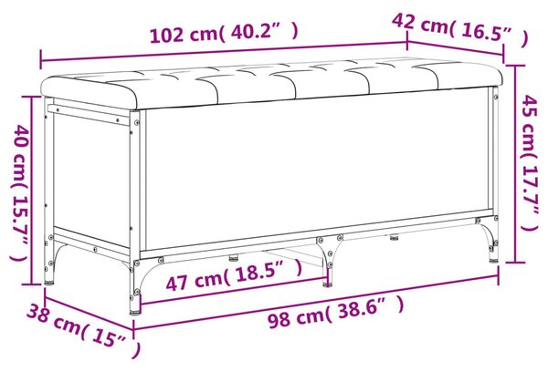 Szürke sonoma színű szerelt fa tárolópad 102 x 42 x 45 cm