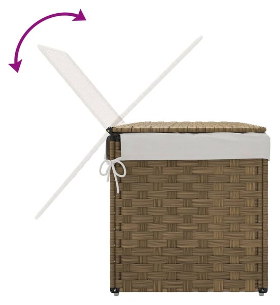 Polyrattan szennyeskosár fedéllel 55,5 x 35 x 34 cm