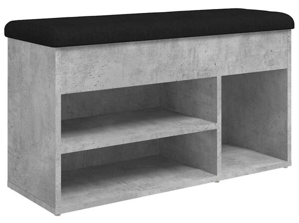 Betonszürke szerelt fa cipőtároló pad 82 x 32 x 45,5 cm