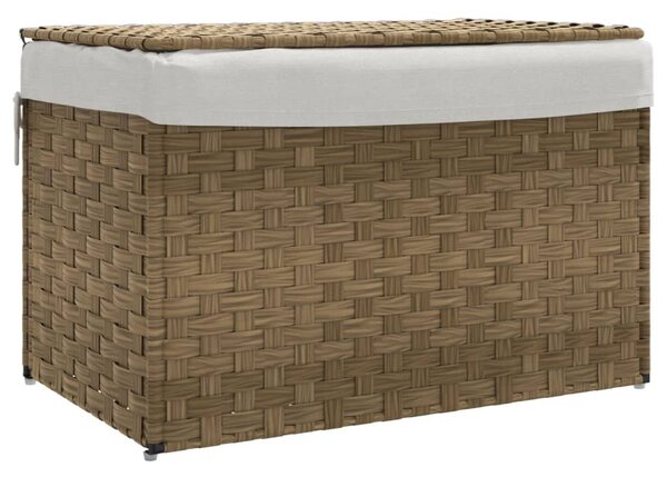 Polyrattan szennyeskosár fedéllel 55,5 x 35 x 34 cm