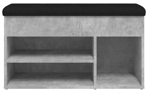 Betonszürke szerelt fa cipőtároló pad 82 x 32 x 45,5 cm