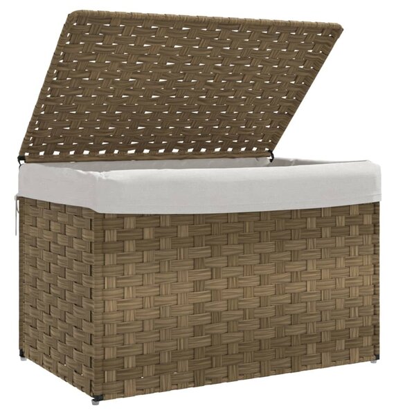 Polyrattan szennyeskosár fedéllel 55,5 x 35 x 34 cm