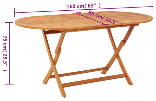Tömör eukaliptuszfa összecsukható kerti asztal 160 x 85 x 75 cm