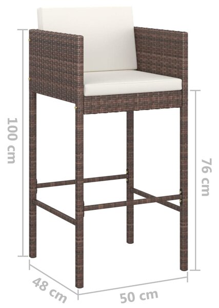 4 db barna polyrattan bárszék párnákkal