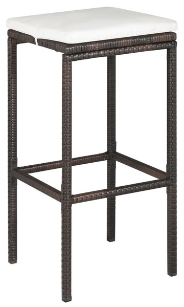 5 darabos barna polyrattan kerti bárszett párnákkal