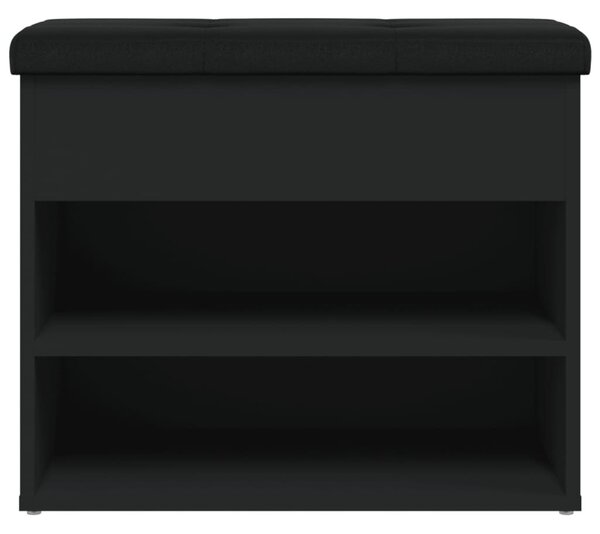 Fekete szerelt fa cipőtároló pad 62 x 32 x 50 cm
