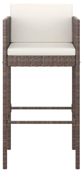 4 db barna polyrattan bárszék párnákkal