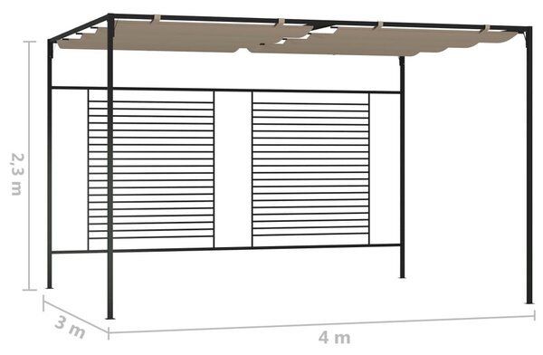 Tópszínű pavilon behúzható tetővel 3 x 4 x 2,3 m 180 g/m²