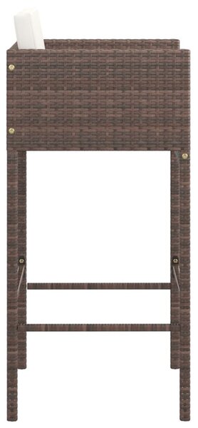 4 db barna polyrattan bárszék párnákkal