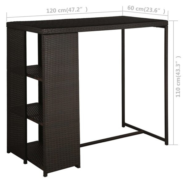 5 darabos barna polyrattan kerti bárszett párnákkal