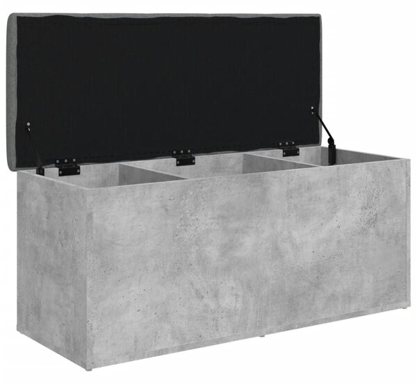 Betonszürke szerelt fa tárolópad 102 x 42 x 45 cm