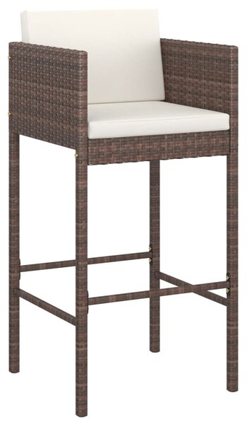 4 db barna polyrattan bárszék párnákkal