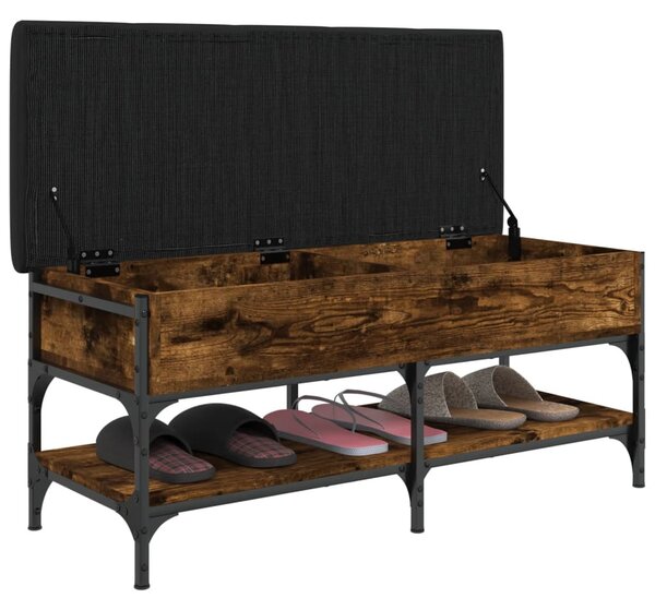 Füstös tölgy színű szerelt fa cipőtároló pad 102 x 42 x 45 cm