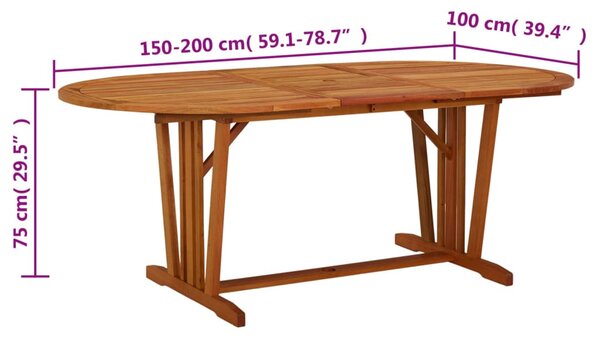 Tömör eukaliptuszfa kerti asztal 200 x 100 x 75 cm