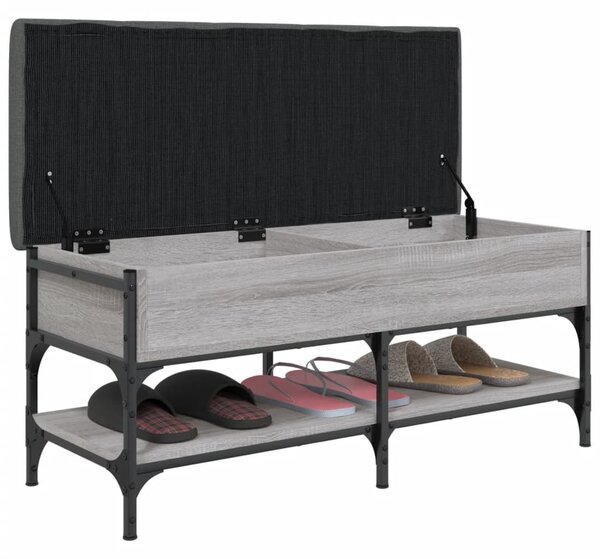 Szürke sonoma színű szerelt fa cipőtároló pad 102 x 42 x 45 cm