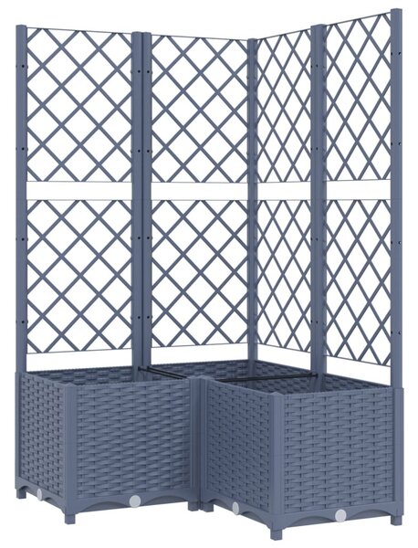 Kékszürke PP rácsos kerti ültetőláda 80 x 80 x 136 cm