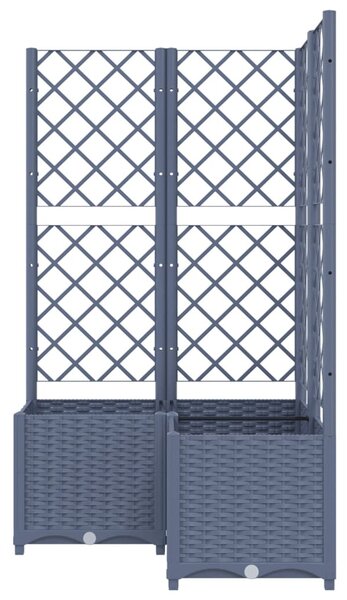 Kékszürke PP rácsos kerti ültetőláda 80 x 80 x 136 cm