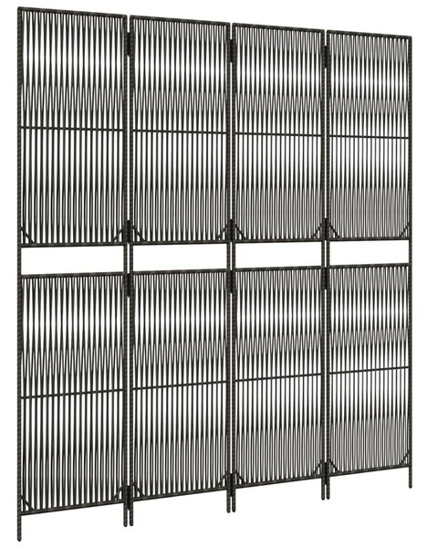 Szürke 4 paneles polyrattan térelválasztó