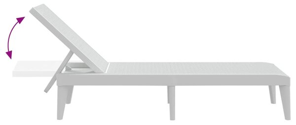 Fehér PP napozóágy 186 x 60 x 29 cm