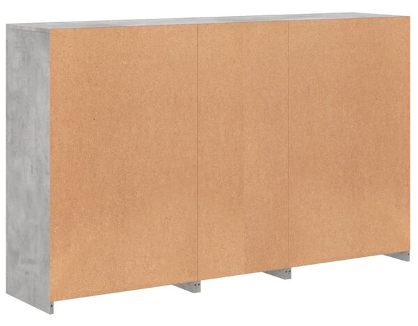 Betonszürke tálalószekrény LED-világítással 162 x 37 x 100 cm