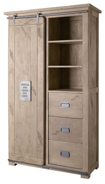 IRON Gardróbszekrény mangó 100x45x175, fehérített, lakkozott