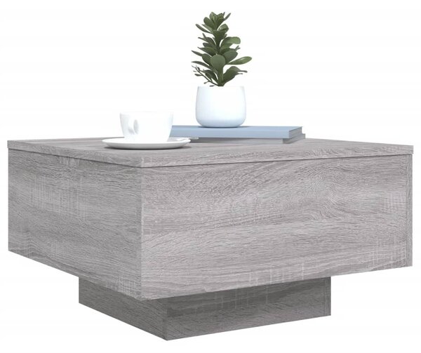Szürke sonoma színű dohányzóasztal LED-lámpákkal 55x55x31 cm