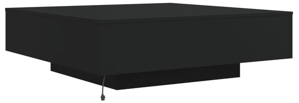 Fekete dohányzóasztal LED-lámpákkal 100 x 100 x 31 cm