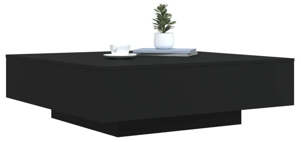 Fekete dohányzóasztal LED-lámpákkal 100 x 100 x 31 cm
