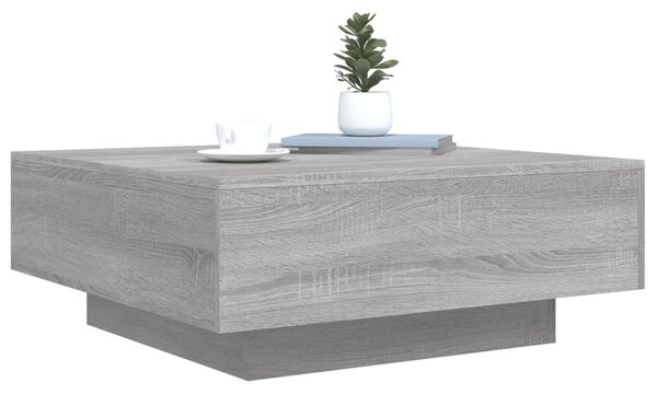 Szürke sonoma színű dohányzóasztal LED-lámpákkal 80x80x31 cm
