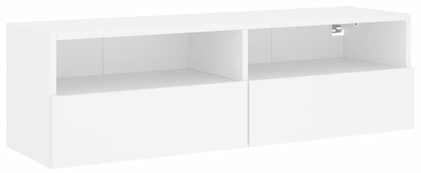 Fehér szerelt fa fali TV-szekrény 100 x 30 x 30 cm