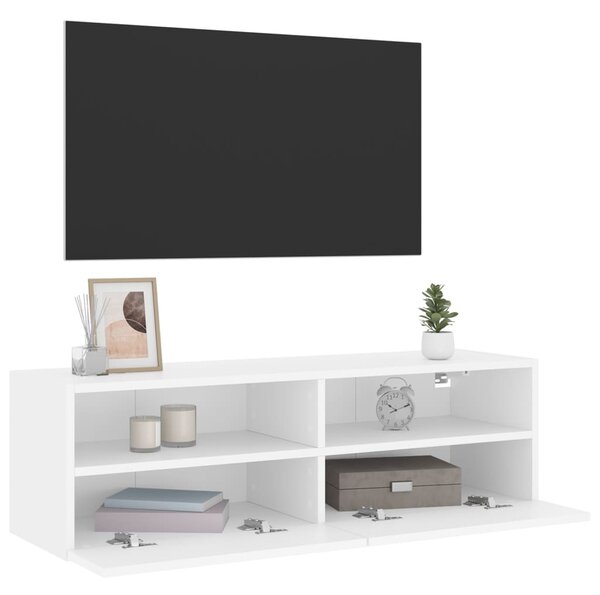 Fehér szerelt fa fali TV-szekrény 100 x 30 x 30 cm