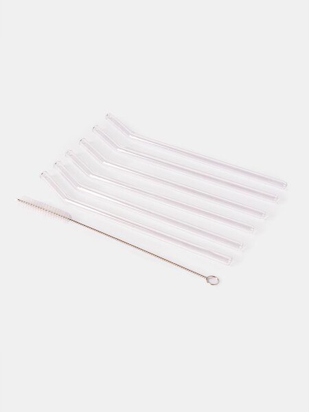 Sinsay - Üveg szívószál készlet tisztítókefével 7 pack - clear