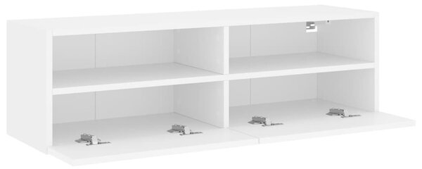 Fehér szerelt fa fali TV-szekrény 100 x 30 x 30 cm